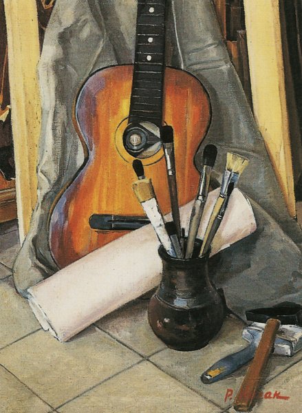 Still life with guitar 1977 oil on canvas 73x76